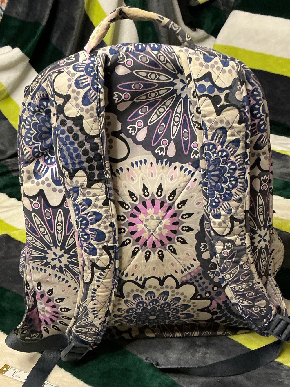 Vera Bradley Quilted Paisley Backpack and Cosmetic Case in Purple and Cream - Picture 10 of 16